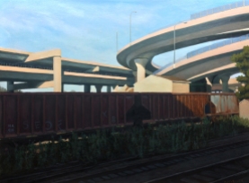 untitled (overpass) : Oil on board. 18"x24". 2015 (SOLD)