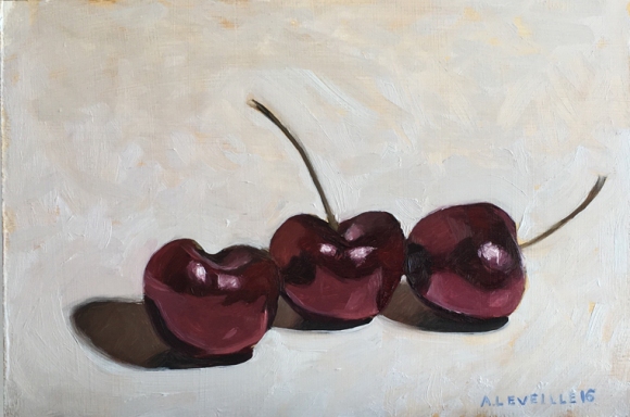 untitled sketch (cherries I) : Oil on board. 6"x9" 2016