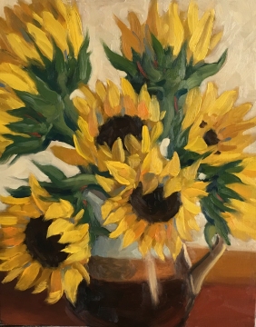 Sunflowers : Oil on board. 8"x10" 2017 NFS