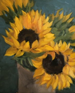 Sunflowers (study) : Oil on board. 8" x 10" 2017